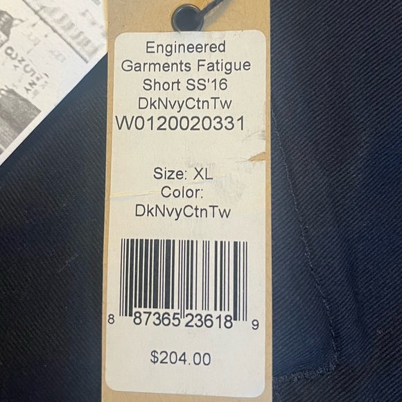 NWT Engineered Garments Fatigue Shorts Navy - Picture 3 of 9